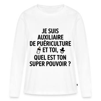 Super power childcare - Women's Premium Organic Long Sleeve Shirt - white - Front - Julia (174cm)