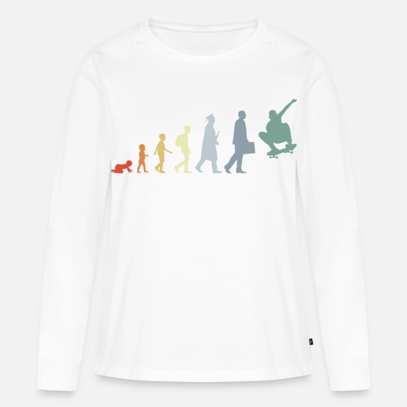 Skateboarder Evolution - Frauen Premium Bio Langarmshirt - Weiß