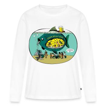 drôle de bière ventre poisson ventre poisson ventre comique Verseau - T-shirt manches longues Premium bio Femme - blanc - Devant - Julia (174cm)