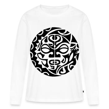 Polynesischer Schädel (Schwarz) - Frauen Premium Bio Langarmshirt - Weiß - Vorne - Julia (174cm)