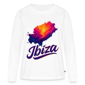 Île d’Ibiza Holiday Silhouette Cadeau d’été pour enterrement de vie de garçon - T-shirt manches longues Premium bio Femme - blanc - Devant - Julia (174cm)