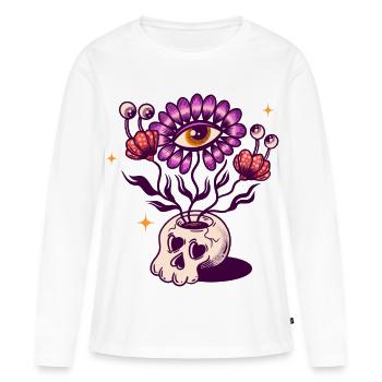 Crâne vase - T-shirt manches longues Premium bio Femme - blanc - Devant - Julia (174cm)