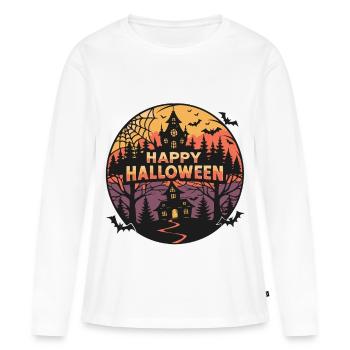 Halloween Château Fantomatique - T-shirt manches longues Premium bio Femme - blanc - Devant - Julia (174cm)