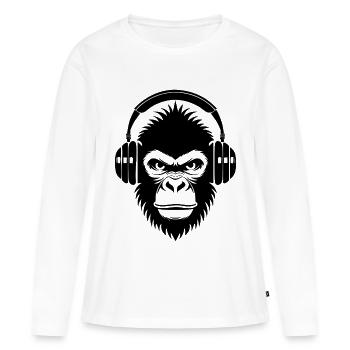 Chemise en métal tête de singe Headbanger Sound - T-shirt manches longues Premium bio Femme - blanc - Devant - Julia (174cm)