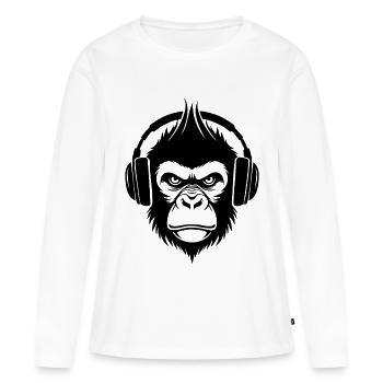 Stereo Affenkopf Punk Sound Edition Shirt - Frauen Premium Bio Langarmshirt - Weiß - Vorne - Julia (174cm)