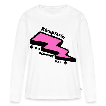 Glücksbringer: Du schaffst das! Kämpferin - Frauen Premium Bio Langarmshirt - Weiß - Vorne - Julia (174cm)