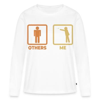 Figurines en bâton Darter - T-shirt manches longues Premium bio Femme - blanc - Devant - Julia (174cm)