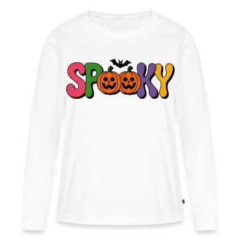 Spooky Kürbis Halloween - Frauen Premium Bio Langarmshirt - Weiß - Vorne - Julia (174cm)