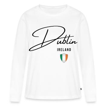 Design élégant Dublin, j’adore Dublin - T-shirt manches longues Premium bio Femme - blanc - Devant - Julia (174cm)