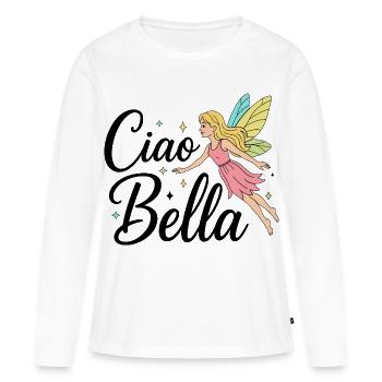 Ciao Bella - T-shirt manches longues Premium bio Femme - blanc - Devant - Julia (174cm)