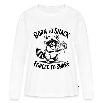 Né pour grignoter, forcé de partager - Drôle de raton laveur - T-shirt manches longues Premium bio Femme - blanc - Devant - Julia (174cm)