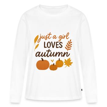 Just a Girl Loves Autumn - Frauen Premium Bio Langarmshirt - Weiß - Vorne - Julia (174cm)