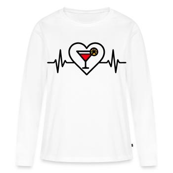 Cocktail Cœur Apéritif Boisson - T-shirt manches longues Premium bio Femme - blanc - Devant - Julia (174cm)
