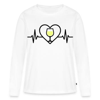 Vin Vin Verre Coeur Vin Blanc - T-shirt manches longues Premium bio Femme - blanc - Devant - Julia (174cm)