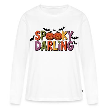 Police d’Halloween Spooky Darling - T-shirt manches longues Premium bio Femme - blanc - Devant - Julia (174cm)