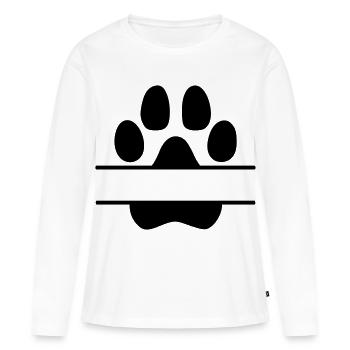 Hundepfoten Namensschild - Frauen Premium Bio Langarmshirt - Weiß - Vorne - Julia (174cm)