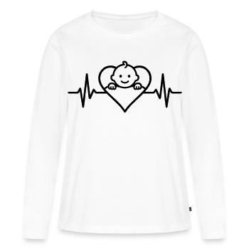 Coeur Bébé Grossesse - T-shirt manches longues Premium bio Femme - blanc - Devant - Julia (174cm)