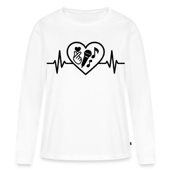 K-pop Herz Finger Heart Mikro Musik - Frauen Premium Bio Langarmshirt - Weiß - Vorne - Julia (174cm)
