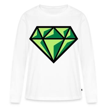 Diamant (pierre précieuse symbole brillant / POS Gre 3C) - T-shirt manches longues Premium bio Femme - blanc - Devant - Julia (174cm)
