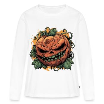 Vignes de citrouille sinistres - T-shirt manches longues Premium bio Femme - blanc - Devant - Julia (174cm)