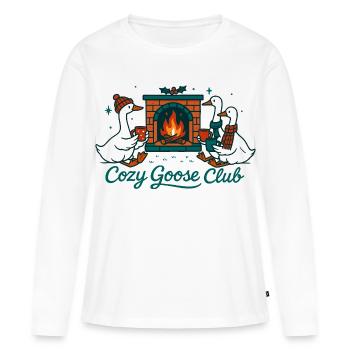 Cozy Goose Club Noël Fun Design - T-shirt manches longues Premium bio Femme - blanc - Devant - Julia (174cm)