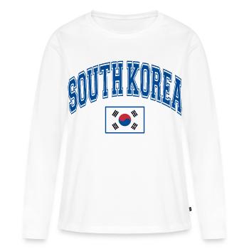 Corée du Sud - T-shirt manches longues Premium bio Femme - blanc - Devant - Julia (174cm)