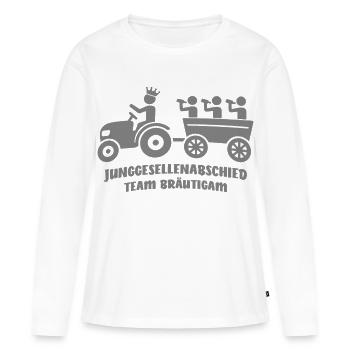 Bachelor Party Crew Team Groom On Tour with Tractor + Beer - Women's Premium Organic Long Sleeve Shirt - white - Front - Julia (174cm)