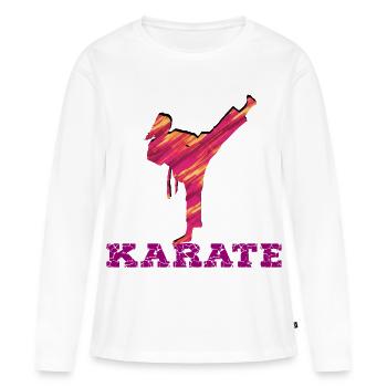 Karaté Silhouette Explosion de couleurs - T-shirt manches longues Premium bio Femme - blanc - Devant - Julia (174cm)
