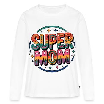 Super Mom Retro Rainbow - Women's Premium Organic Long Sleeve Shirt - white - Front - Julia (174cm)