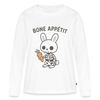 Bone Appetit Skeleton Bunny - T-shirt manches longues Premium bio Femme - blanc - Devant - Julia (174cm)