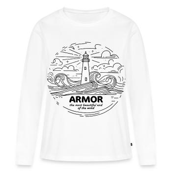 Armor Bretagne Côtes Schönster Ort der Welt - Frauen Premium Bio Langarmshirt - Weiß - Vorne - Julia (174cm)