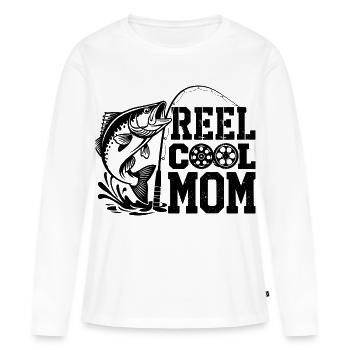 Pêche, pêcheur, pêcheur, pêcheur, poisson, moulinet, Cool Mom - T-shirt manches longues Premium bio Femme - blanc - Devant - Julia (174cm)