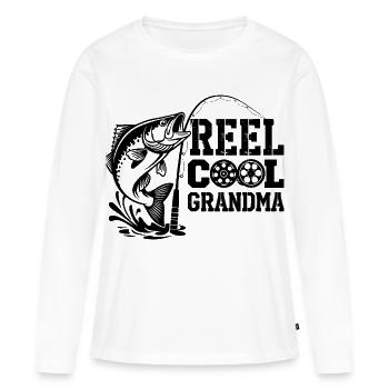 Pêcheur, pêcheur, pêcheur, poisson, moulinet, Cool, grand-mère - T-shirt manches longues Premium bio Femme - blanc - Devant - Julia (174cm)