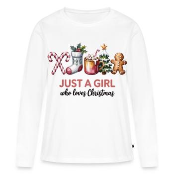 Juste une fille qui aime Noël Weihnachts T-shirt - T-shirt manches longues Premium bio Femme - blanc - Devant - Julia (174cm)