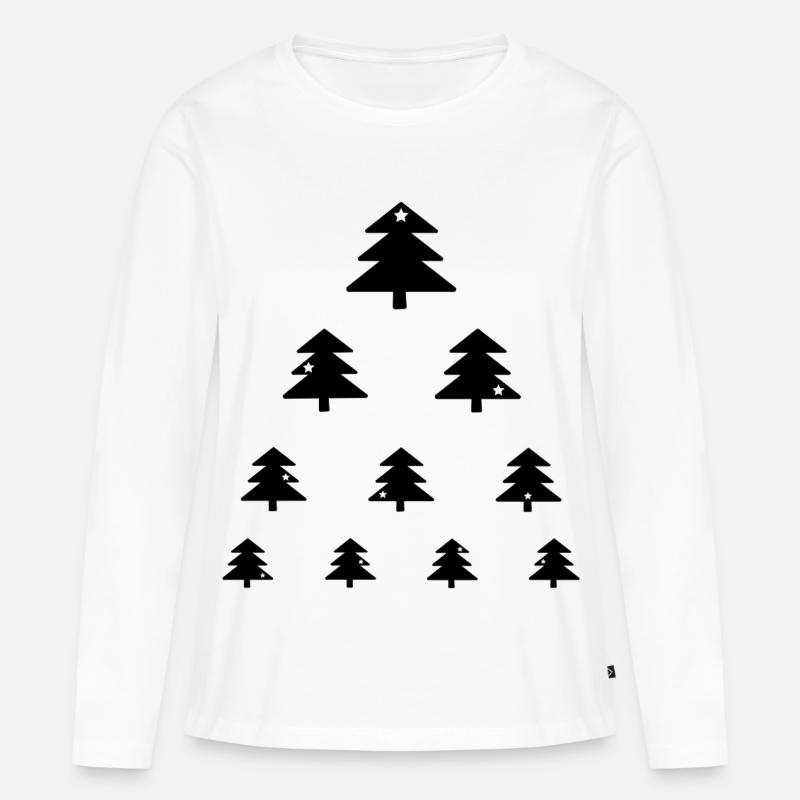 Weihnachtsbaum Sehtest - Frauen Premium Bio Langarmshirt - Weiß
