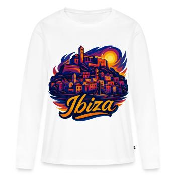 Île d’Ibiza Holiday Silhouette Cadeau d’été - T-shirt manches longues Premium bio Femme - blanc - Devant - Julia (174cm)