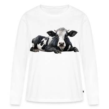 Kuh - Frauen Premium Bio Langarmshirt - Weiß - Vorne - Julia (174cm)