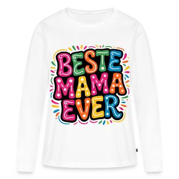 Beste Mama Ever bunte Typo - Frauen Premium Bio Langarmshirt - Weiß - Vorne - Julia (174cm)