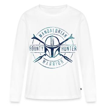 Star Wars: Mandalorian Bounty Hunter Warrior Motiv - Frauen Premium Bio Langarmshirt - Weiß - Vorne - Julia (174cm)