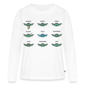 Star Wars: Mandalorian Grogu Emotionen  - Frauen Premium Bio Langarmshirt - Weiß - Vorne - Julia (174cm)
