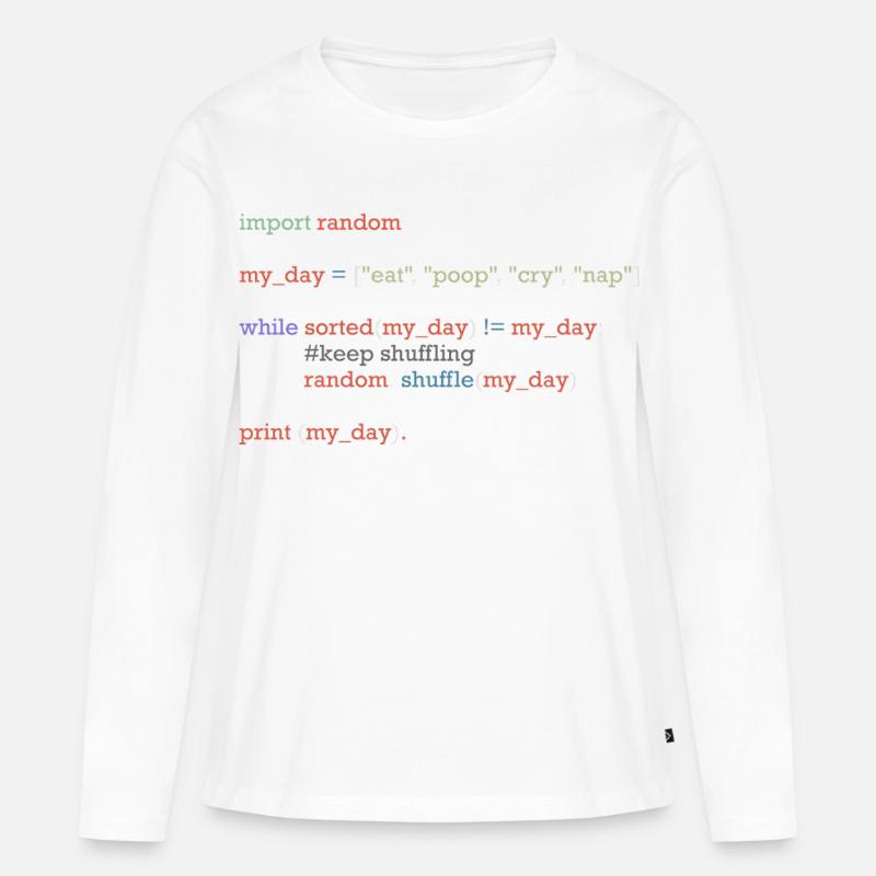 Lustiger Python-Code über den Alltag, Baby - Frauen Premium Bio Langarmshirt - Weiß