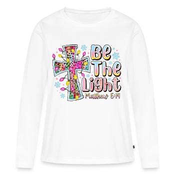 Sei das Lichtkreuz-Prisma - Frauen Premium Bio Langarmshirt - Weiß - Vorne - Julia (174cm)