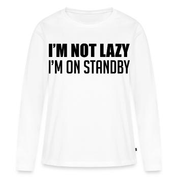 Je ne suis pas paresseux(se), je suis en veille - T-shirt manches longues Premium bio Femme - blanc - Devant - Julia (174cm)