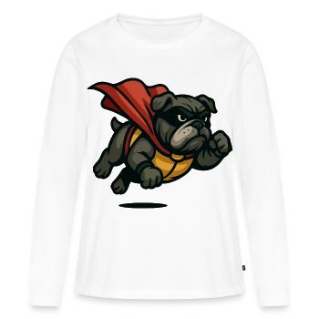 Heroischer Bulldoggen-Umhang - Frauen Premium Bio Langarmshirt - Weiß - Vorne - Julia (174cm)