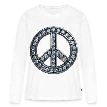 DIAMOND IS PEACE - peace & love - T-shirt manches longues Premium bio Femme - blanc - Devant - Julia (174cm)