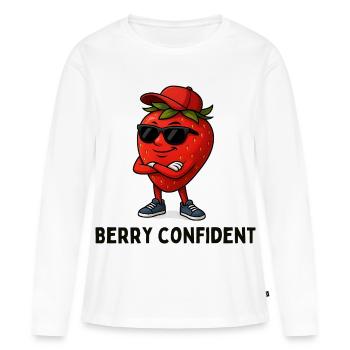 Strawberry Confident Caricature - Women's Premium Organic Long Sleeve Shirt - white - Front - Julia (174cm)