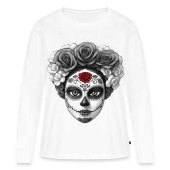 SANTA MUERTE - dark hell - T-shirt manches longues Premium bio Femme - blanc - Devant - Julia (174cm)