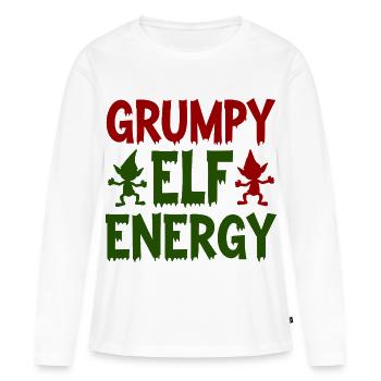 Elfe grincheux Énergie Diablotin grincheux - T-shirt manches longues Premium bio Femme - blanc - Devant - Julia (174cm)