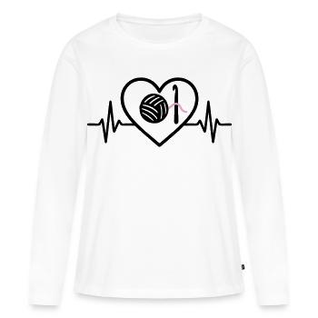 Häkeln Stricken Herz Kugel Rosa Hobby Frau - Frauen Premium Bio Langarmshirt - Weiß - Vorne - Julia (174cm)