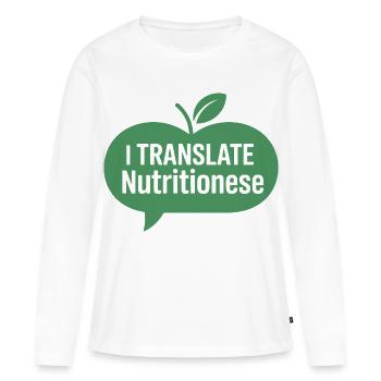 Diététicien(ne) Communication en nutrition - T-shirt manches longues Premium bio Femme - blanc - Devant - Julia (174cm)